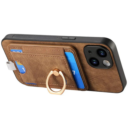 D7 For iPhone 14 / 13 Case 2 in 1 Magnetic Detachable Retro Leather Back Cover
