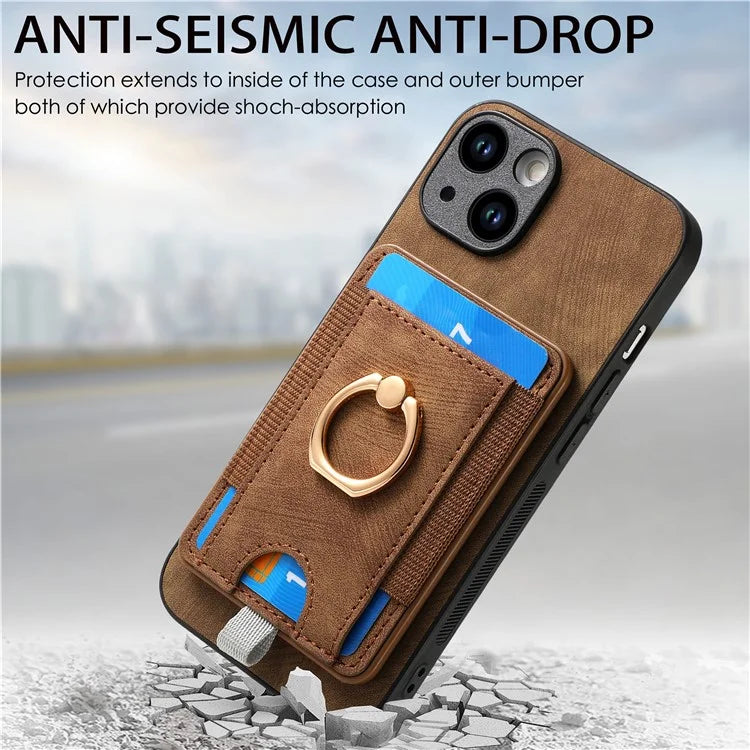 D7 For iPhone 14 / 13 Case 2 in 1 Magnetic Detachable Retro Leather Back Cover