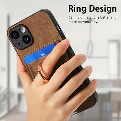 D7 For iPhone 14 / 13 Case 2 in 1 Magnetic Detachable Retro Leather Back Cover