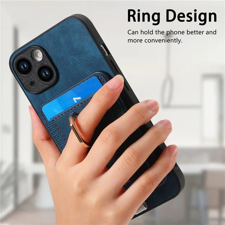 D7 For iPhone 14 / 13 Case 2 in 1 Magnetic Detachable Retro Leather Back Cover