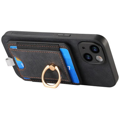 D7 For iPhone 14 / 13 Case 2 in 1 Magnetic Detachable Retro Leather Back Cover