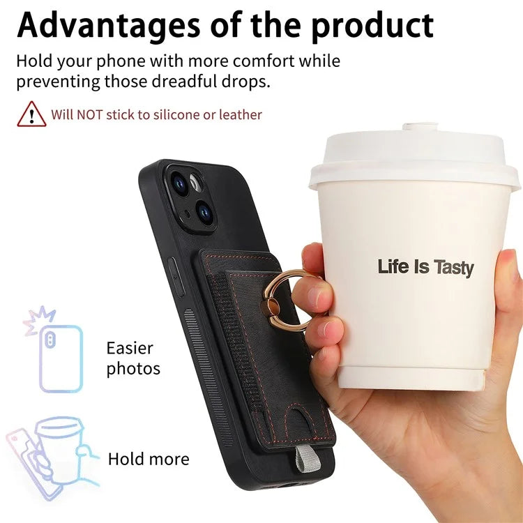 D7 For iPhone 14 / 13 Case 2 in 1 Magnetic Detachable Retro Leather Back Cover