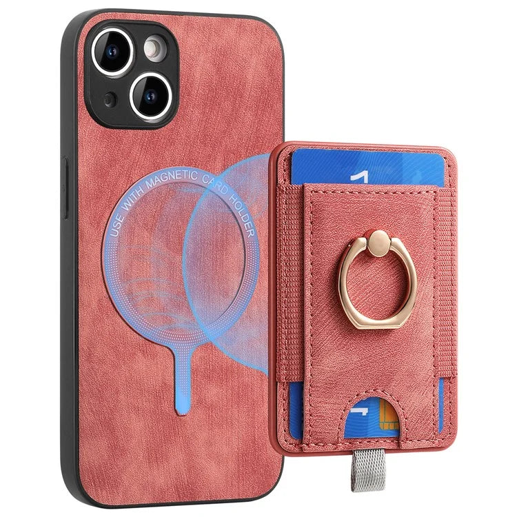 D7 For iPhone 14 / 13 Case 2 in 1 Magnetic Detachable Retro Leather Back Cover
