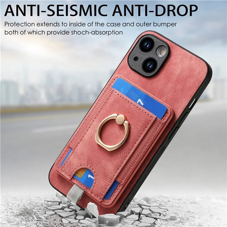 D7 For iPhone 14 / 13 Case 2 in 1 Magnetic Detachable Retro Leather Back Cover
