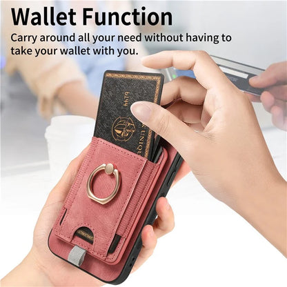 D7 For iPhone 14 / 13 Case 2 in 1 Magnetic Detachable Retro Leather Back Cover