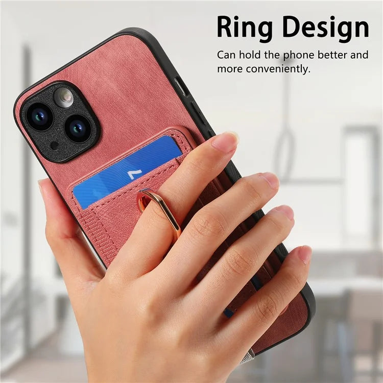 D7 For iPhone 14 / 13 Case 2 in 1 Magnetic Detachable Retro Leather Back Cover