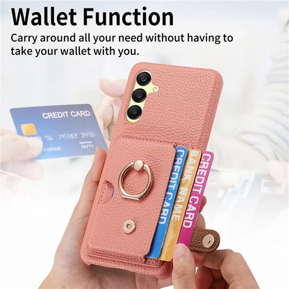 Y2 For Samsung Galaxy A25 5G (Global) (161.0 x 76.5 x 8.3mm) Case Card Slot Kickstand Phone Cover
