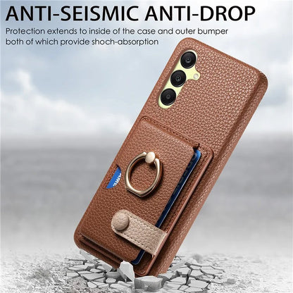 Y2 For Samsung Galaxy A25 5G (Global) (161.0 x 76.5 x 8.3mm) Case Card Slot Kickstand Phone Cover