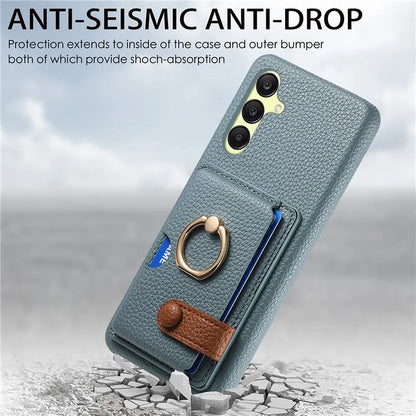 Y2 For Samsung Galaxy A25 5G (Global) (161.0 x 76.5 x 8.3mm) Case Card Slot Kickstand Phone Cover