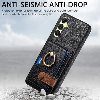 Y2 For Samsung Galaxy A25 5G (Global) (161.0 x 76.5 x 8.3mm) Case Card Slot Kickstand Phone Cover