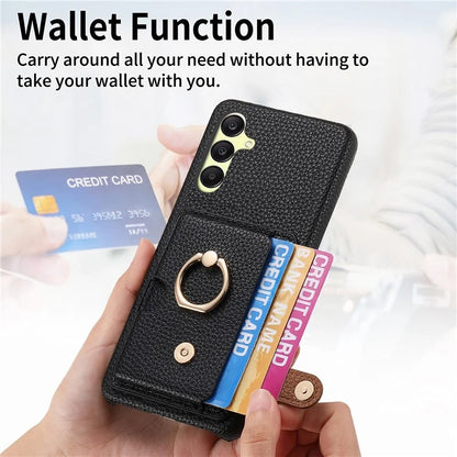 Y2 For Samsung Galaxy A25 5G (Global) (161.0 x 76.5 x 8.3mm) Case Card Slot Kickstand Phone Cover