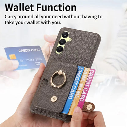 Y2 For Samsung Galaxy A25 5G (Global) (161.0 x 76.5 x 8.3mm) Case Card Slot Kickstand Phone Cover