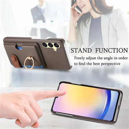 Y2 For Samsung Galaxy A25 5G (Global) (161.0 x 76.5 x 8.3mm) Case Card Slot Kickstand Phone Cover