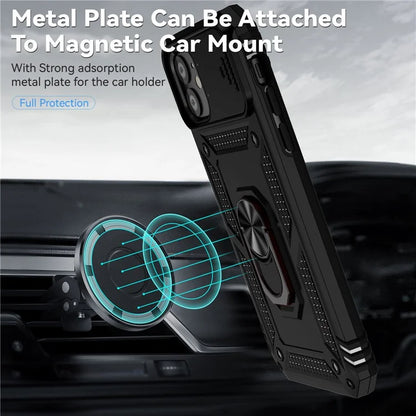 For iPhone 11 Case PC+TPU Kickstand Armour Phone Cover with Camera Slide Guard