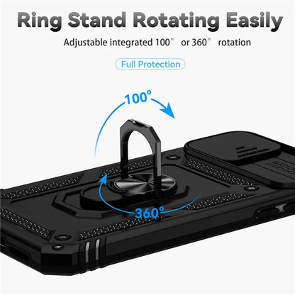 For iPhone 11 Case PC+TPU Kickstand Armour Phone Cover with Camera Slide Guard