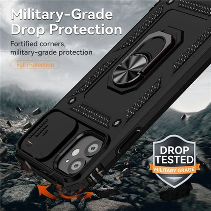 For iPhone 11 Case PC+TPU Kickstand Armour Phone Cover with Camera Slide Guard