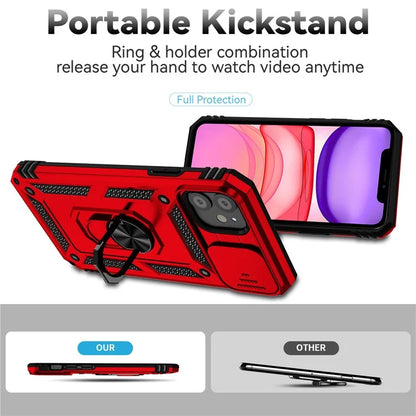 For iPhone 11 Case PC+TPU Kickstand Armour Phone Cover with Camera Slide Guard