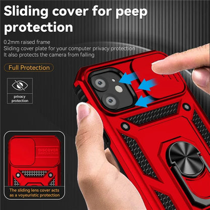 For iPhone 11 Case PC+TPU Kickstand Armour Phone Cover with Camera Slide Guard