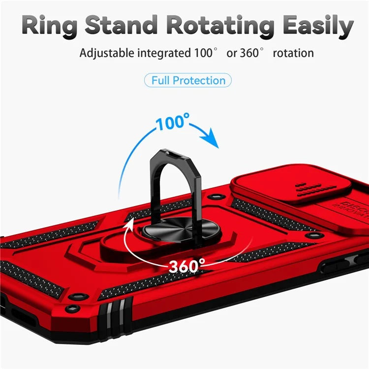 For iPhone 11 Case PC+TPU Kickstand Armour Phone Cover with Camera Slide Guard