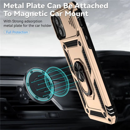 For iPhone 11 Case PC+TPU Kickstand Armour Phone Cover with Camera Slide Guard