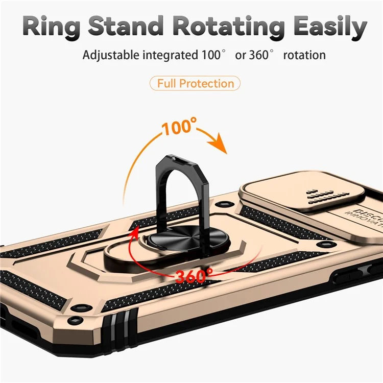 For iPhone 11 Case PC+TPU Kickstand Armour Phone Cover with Camera Slide Guard
