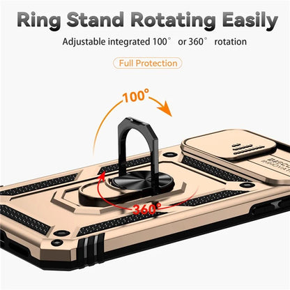 For iPhone 11 Case PC+TPU Kickstand Armour Phone Cover with Camera Slide Guard