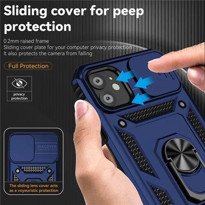 For iPhone 11 Case PC+TPU Kickstand Armour Phone Cover with Camera Slide Guard