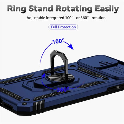 For iPhone 11 Case PC+TPU Kickstand Armour Phone Cover with Camera Slide Guard