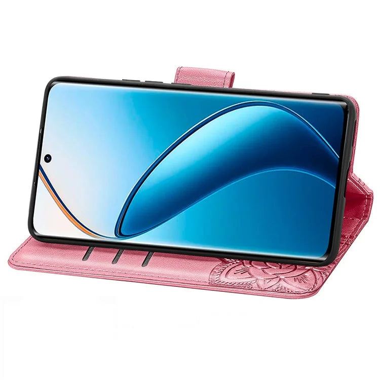 For Realme 12+ 5G Case Butterfly Imprinted PU Leather Flip Phone Cover