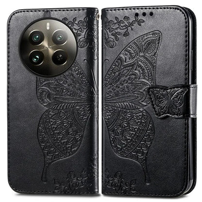 For Realme 12+ 5G Case Butterfly Imprinted PU Leather Flip Phone Cover