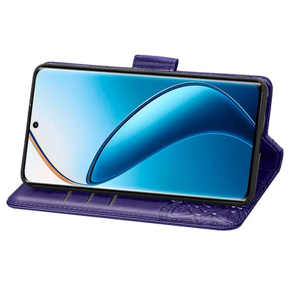 For Realme 12+ 5G Case Butterfly Imprinted PU Leather Flip Phone Cover