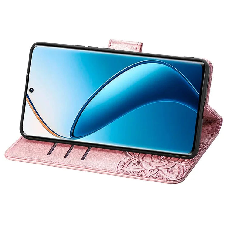 For Realme 12+ 5G Case Butterfly Imprinted PU Leather Flip Phone Cover