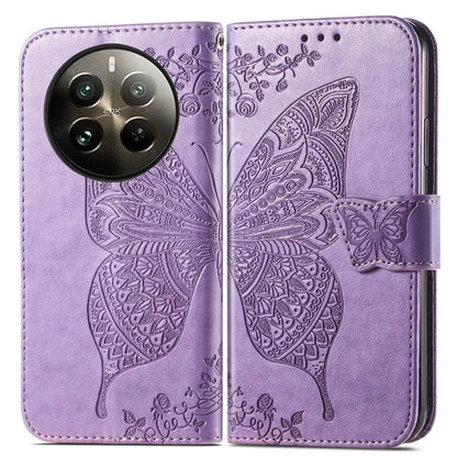 For Realme 12+ 5G Case Butterfly Imprinted PU Leather Flip Phone Cover