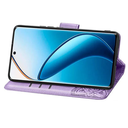 For Realme 12+ 5G Case Butterfly Imprinted PU Leather Flip Phone Cover