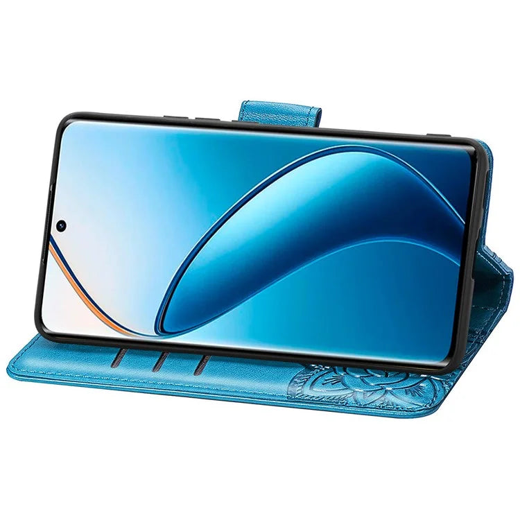For Realme 12+ 5G Case Butterfly Imprinted PU Leather Flip Phone Cover