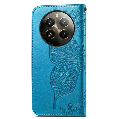 For Realme 12+ 5G Case Butterfly Imprinted PU Leather Flip Phone Cover