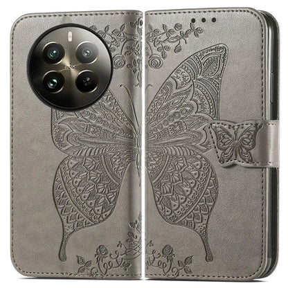 For Realme 12+ 5G Case Butterfly Imprinted PU Leather Flip Phone Cover