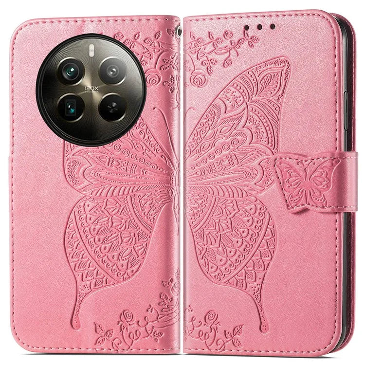 For Realme 12 Pro 5G / 12 Pro+ 5G Wallet Case Butterfly Pattern Leather Stand Phone Cover