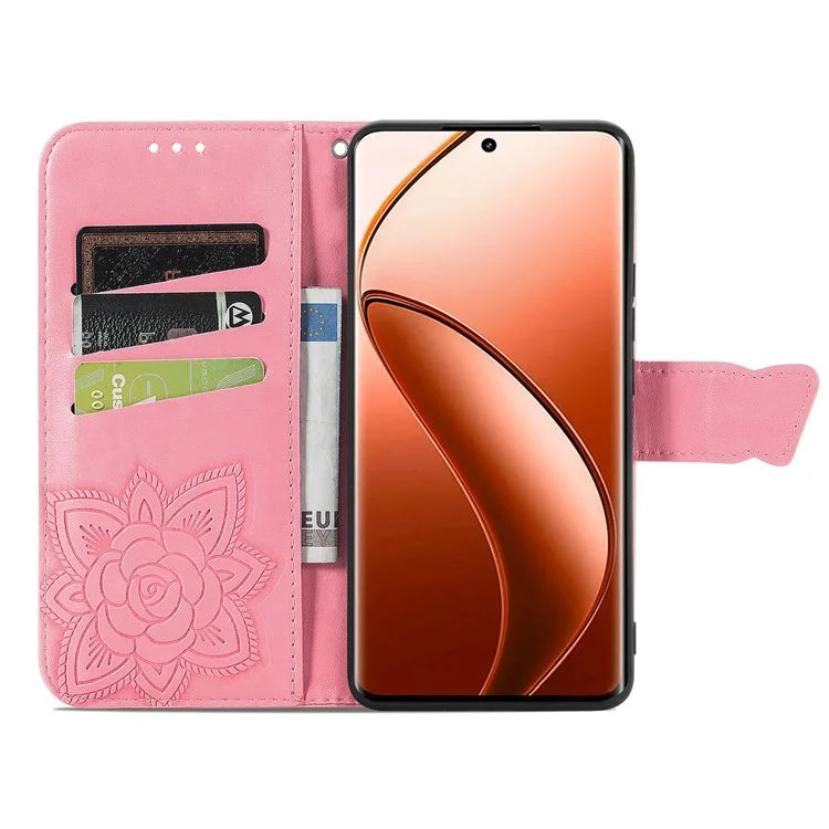 For Realme 12 Pro 5G / 12 Pro+ 5G Wallet Case Butterfly Pattern Leather Stand Phone Cover