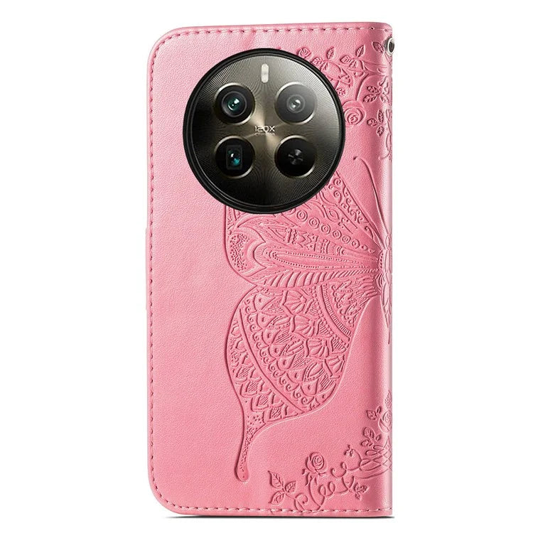 For Realme 12 Pro 5G / 12 Pro+ 5G Wallet Case Butterfly Pattern Leather Stand Phone Cover