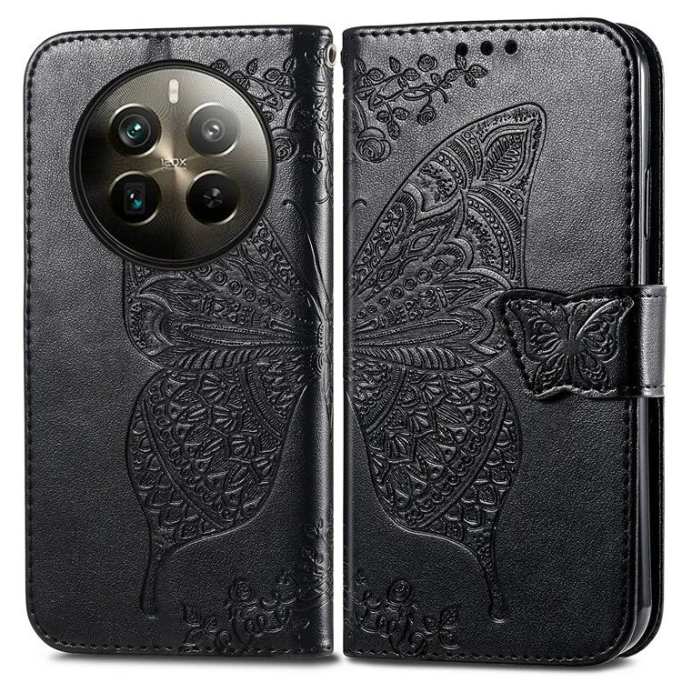 For Realme 12 Pro 5G / 12 Pro+ 5G Wallet Case Butterfly Pattern Leather Stand Phone Cover