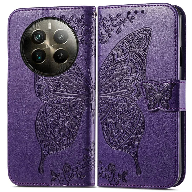 For Realme 12 Pro 5G / 12 Pro+ 5G Wallet Case Butterfly Pattern Leather Stand Phone Cover