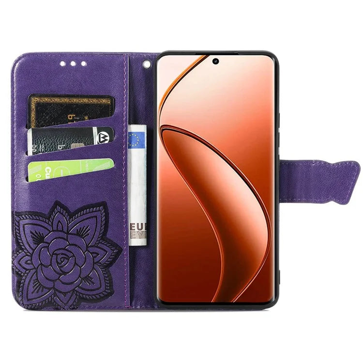 For Realme 12 Pro 5G / 12 Pro+ 5G Wallet Case Butterfly Pattern Leather Stand Phone Cover