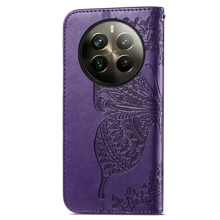 For Realme 12 Pro 5G / 12 Pro+ 5G Wallet Case Butterfly Pattern Leather Stand Phone Cover