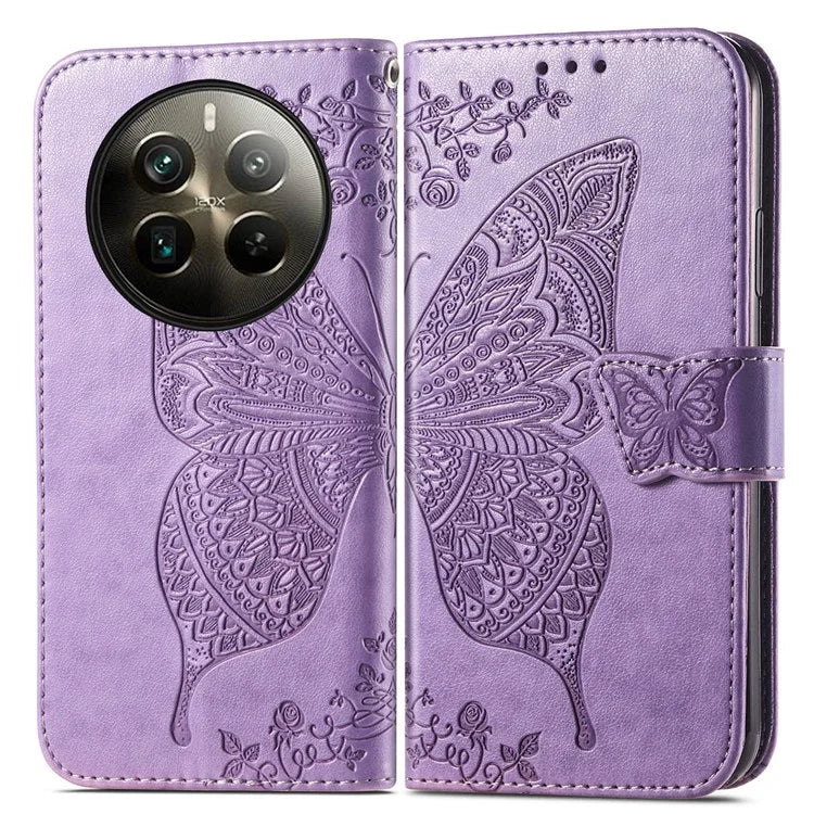 For Realme 12 Pro 5G / 12 Pro+ 5G Wallet Case Butterfly Pattern Leather Stand Phone Cover