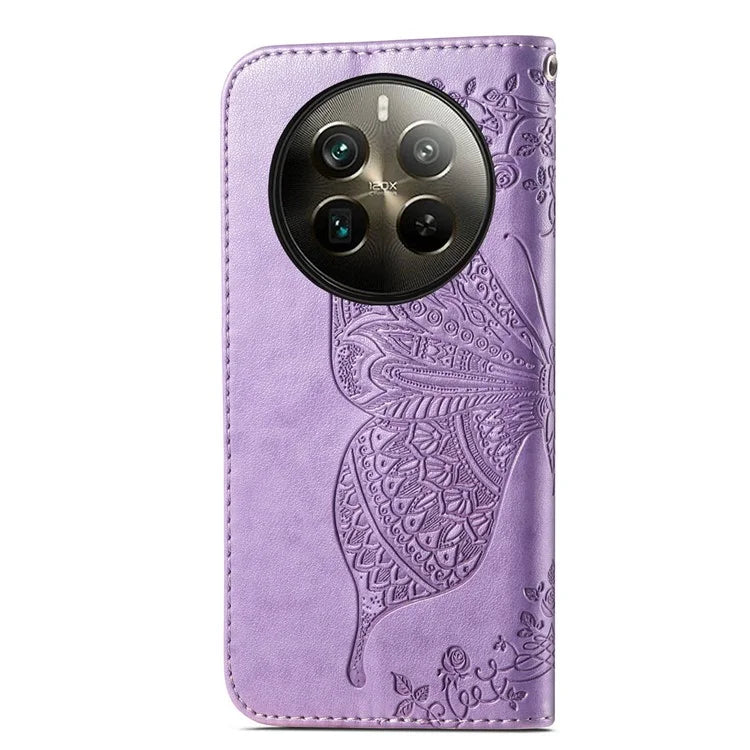 For Realme 12 Pro 5G / 12 Pro+ 5G Wallet Case Butterfly Pattern Leather Stand Phone Cover