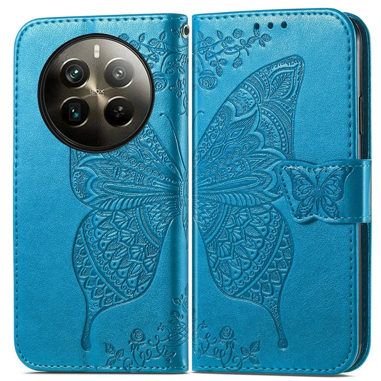 For Realme 12 Pro 5G / 12 Pro+ 5G Wallet Case Butterfly Pattern Leather Stand Phone Cover