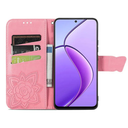 For Realme 12 5G Case Butterfly Imprinted PU Leather Magnetic Flip Stand Phone Cover