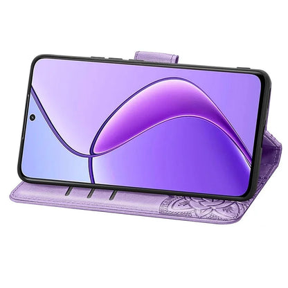 For Realme 12 5G Case Butterfly Imprinted PU Leather Magnetic Flip Stand Phone Cover