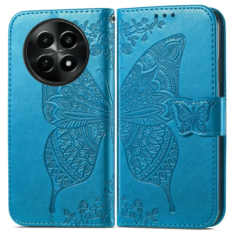 For Realme 12 5G Case Butterfly Imprinted PU Leather Magnetic Flip Stand Phone Cover